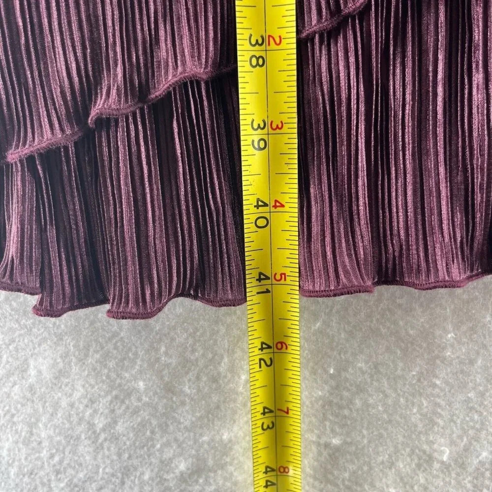 Dressbarn Dress Size 8 Shift Midi Pleated Layered Short Sleeve Pullover Purple - Picture 12 of 12